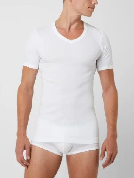T-shirt z bawełny w zestawie 2 szt. Götzburg Wäsche biała