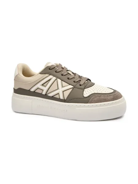 Armani Exchange Sneakers cu adaos de piele bej