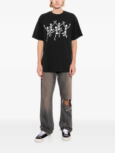Tricou Melt cu imagine cu decolteu rotund negru