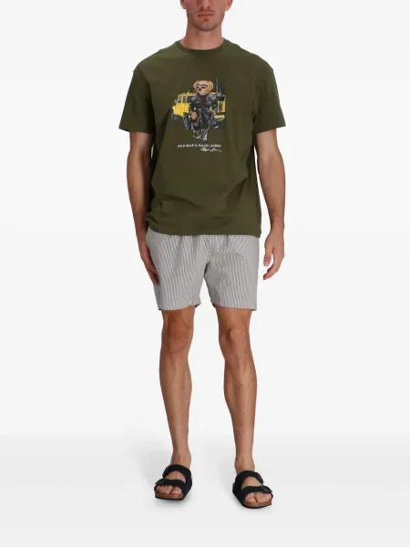 Polo Polo Ralph Lauren cu broderie de in cu dungi alb