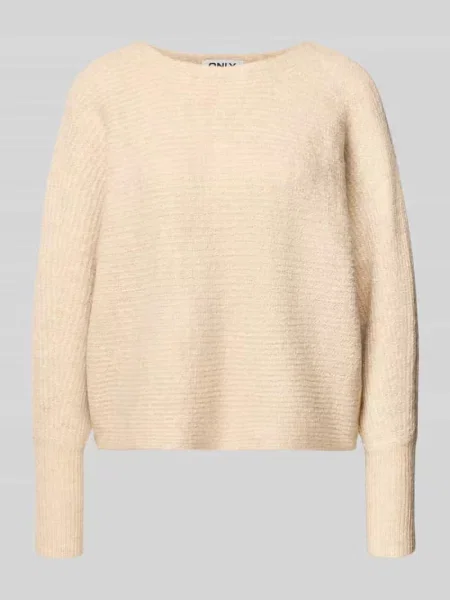 Sweter z dzianiny o kroju regular fit z rękawami nietoperzowymi model ‘DANIELLA’ Only beżowy