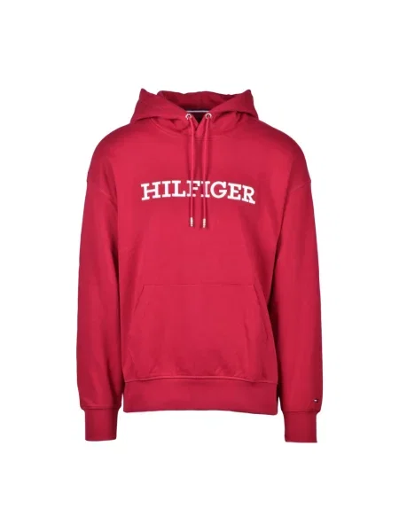 Bluza z kapturem Tommy Hilfiger z kapturem czerwona