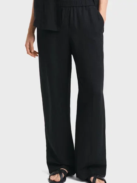 Лляні штани Gant чорні