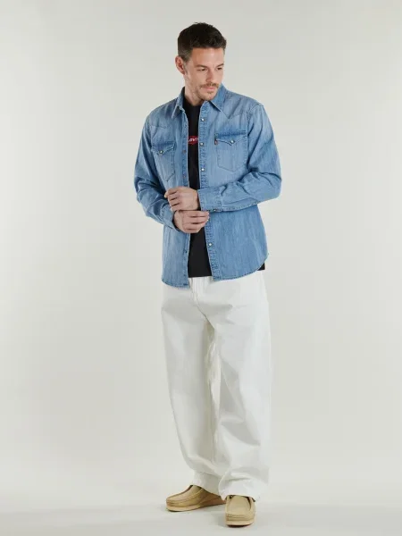 Levi's camasa jeans barbati cu guler clasic regular albastru