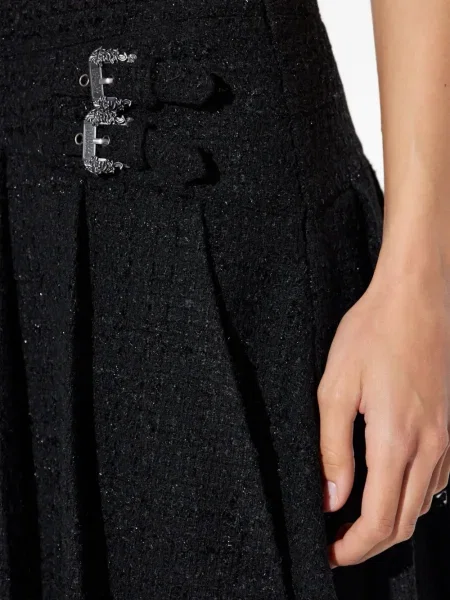 Fustă din denim Versace Jeans Couture plisată negru