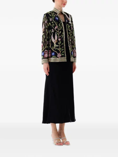Geacă Dina Melwani cu model floral negru