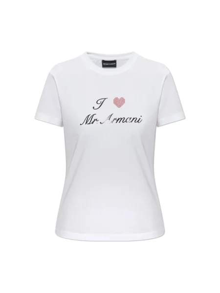 Koszulka Emporio Armani z nadrukiem z dżerseju biała