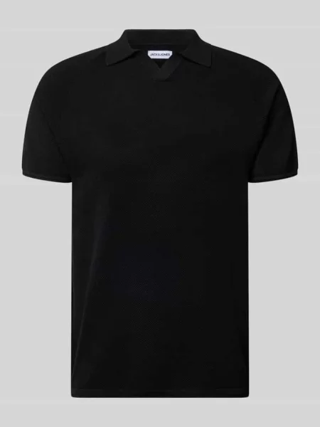 Koszulka polo o kroju regular fit z fakturowanym wzorem model HILL' Jack & Jones czarne