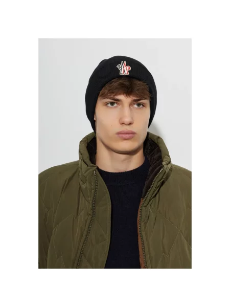 Czapka Moncler wełniana czarna
