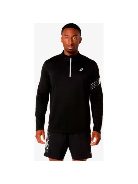 Koszulka z długim rękawem damska ASICS Icon Half Zip czarny S biały