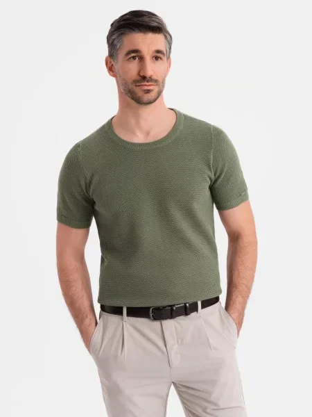 Tricou Ombre tricotate kaki