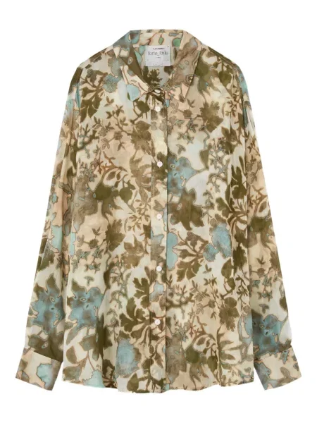 Cămașă Forte_forte cu model floral cu imagine bej