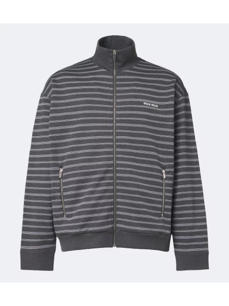 Hanorac din fleece Miu Miu din fleece cu dungi gri
