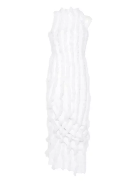 Sukienka maxi Jacquemus z falbankami drapowana garniturowa biała