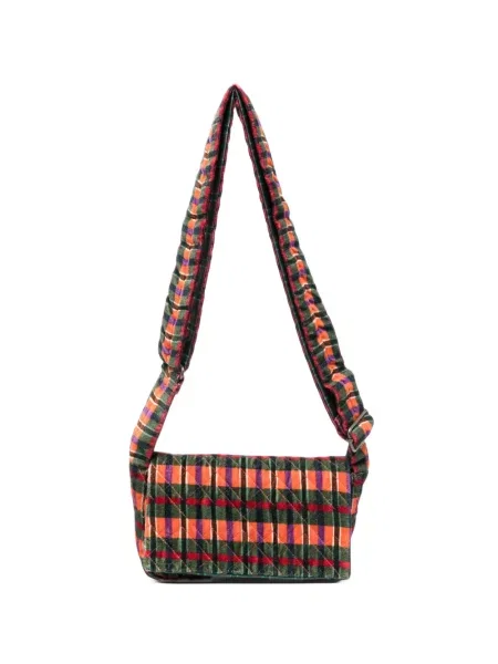 Matlasat geanta crossbody épice în carouri portocaliu