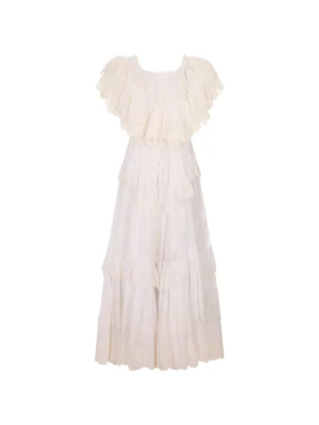 Rochie maxi Chloé cu broderie din dantelă alb