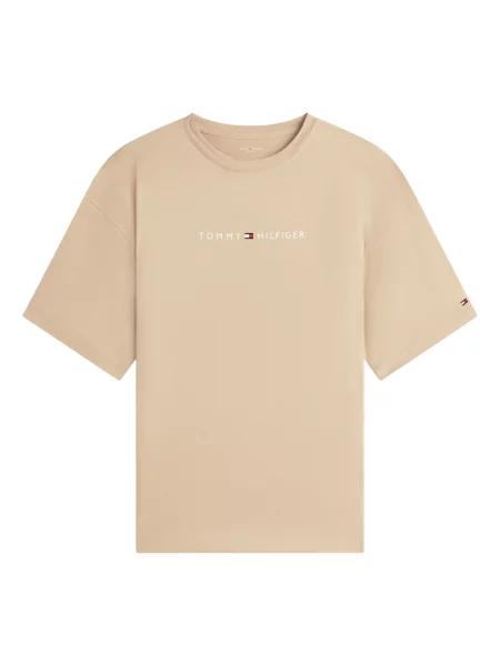 TOMMY HILFIGER Tricou bleumarin / maro deschis / sângeriu alb