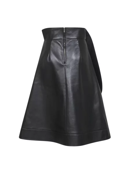 Spódnica skórzana Bottega Veneta w kształcie litery A czarna