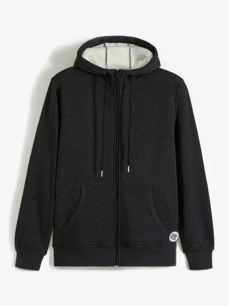 Bluza rozpinana ocieplana na podszewce z polarowego baranka czarna