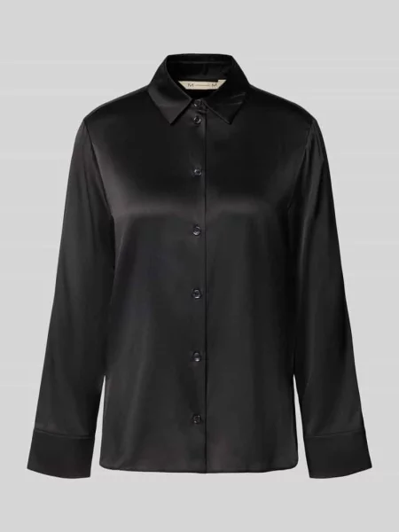 Długa bluzka z długim rękawem z jedwabiu z detalem z logo Mm By Max Mara czarna
