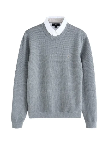 Next Pulover gri alb