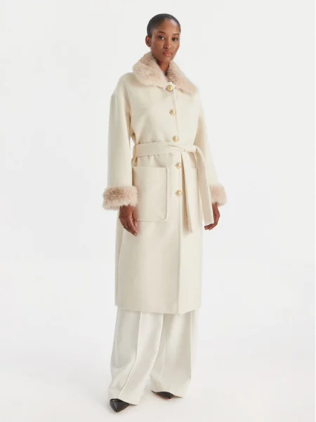 YES LONDON Вълнено палто Екрю