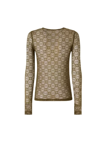 Sweter Pinko ze stretchu zielony