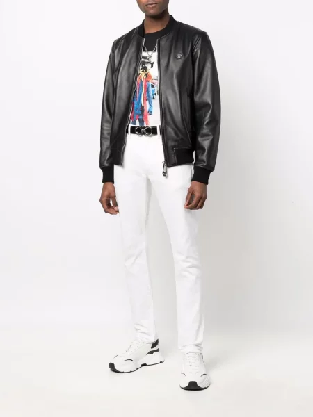 Geanta de piele Philipp Plein negru