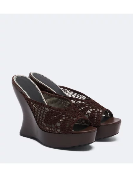 Papuci tip mules Magda Butrym cu pană maro