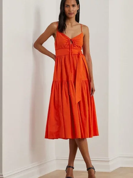 Ralph Lauren Sukienki Kobieta Sukienka Midi pomarańczowy