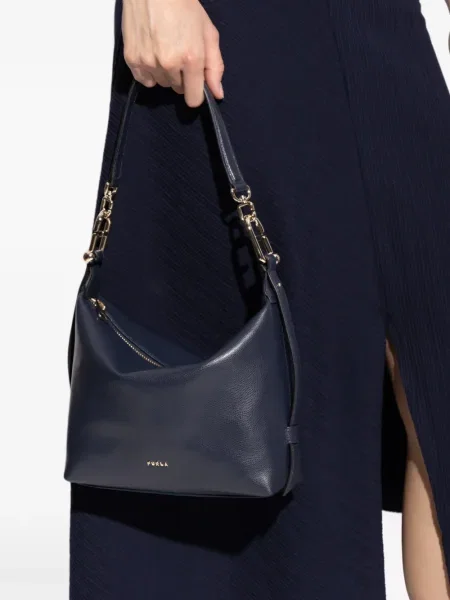 Kožna kožna torba Furla plava