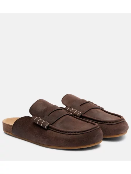 Papuci tip mules Jw Anderson din piele de căprioară maro