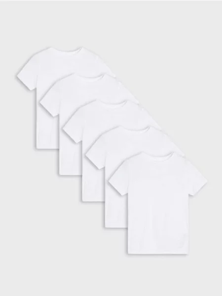 Sinsay Základní trička 5 pack bílá