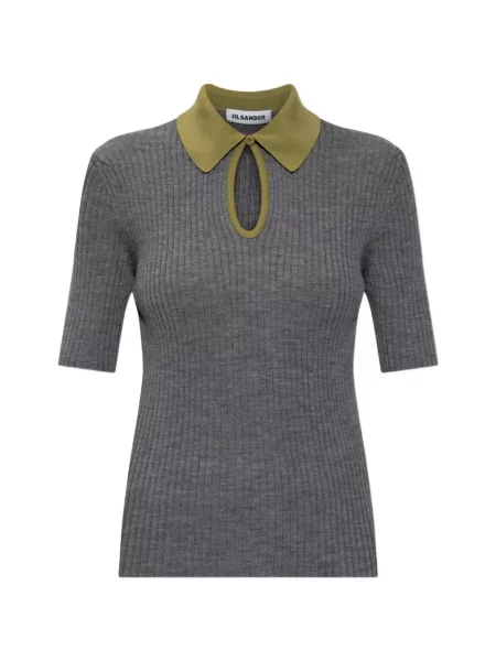 Tricou polo Jil Sander gri