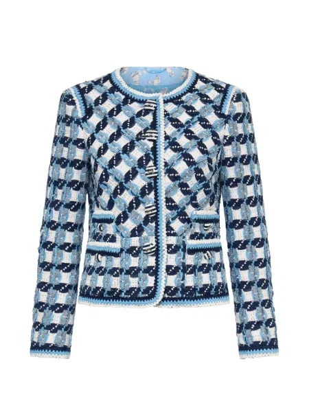 Geacă Maison Common cu dungi din tweed albastru