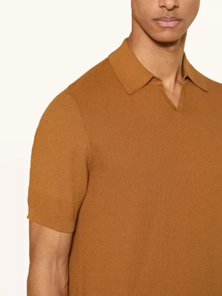 Boglioli Pletené Polo Tričko tmavě oranžová