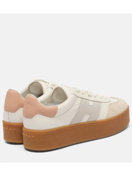 Sneakerși Hogan din piele de căprioară alb