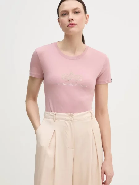 Tričko Alpha Industries Crystal T Wmn růžová