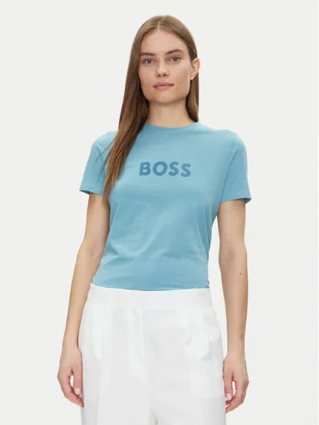 BOSS Tricou celest albastru