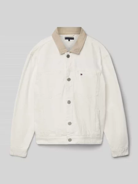 Oversizowa kurtka jeansowa z czystej bawełny Tommy Hilfiger Teens biała