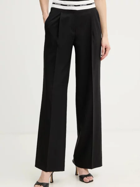 Karl Lagerfeld pantaloni cu lână BW ESSENTIAL negru