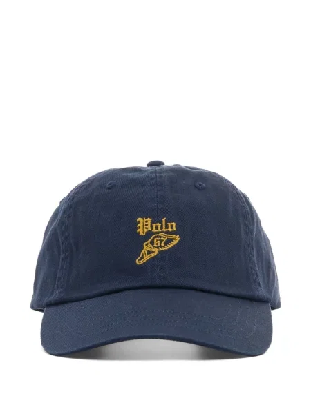 Krótka czapka z daszkiem Polo Ralph Lauren z twillu z nadrukiem brązowa