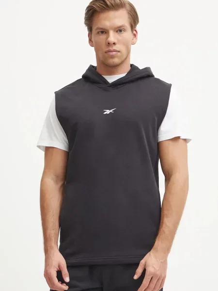 Pulover od trenirke Reebok s kapuco črna