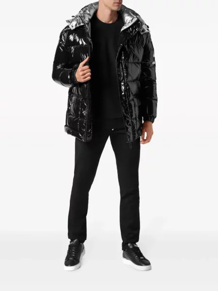 Kabát Philipp Plein s kapucí s potiskem černý