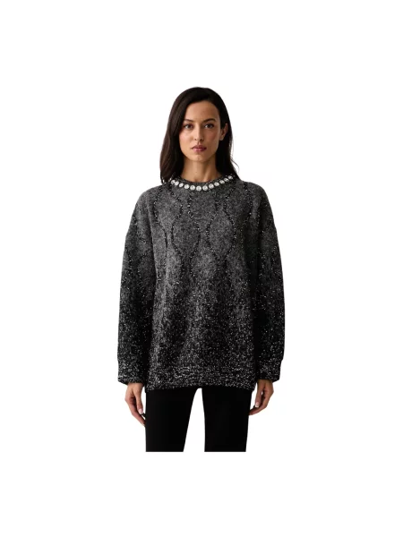 Sweter Pinko wełniany szary