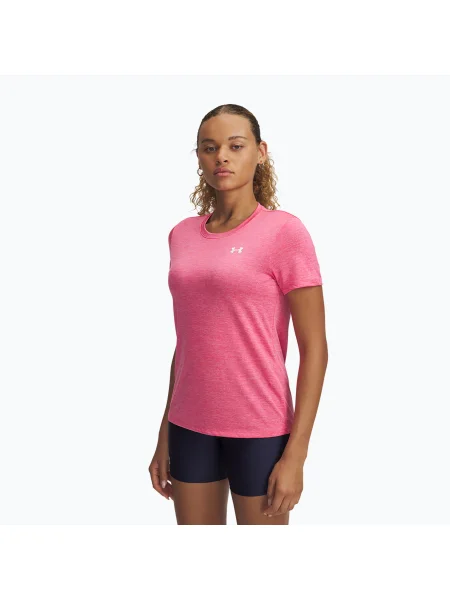 Tricou de antrenament pentru femei Under Armour Tech C-Twist super pink/white alb