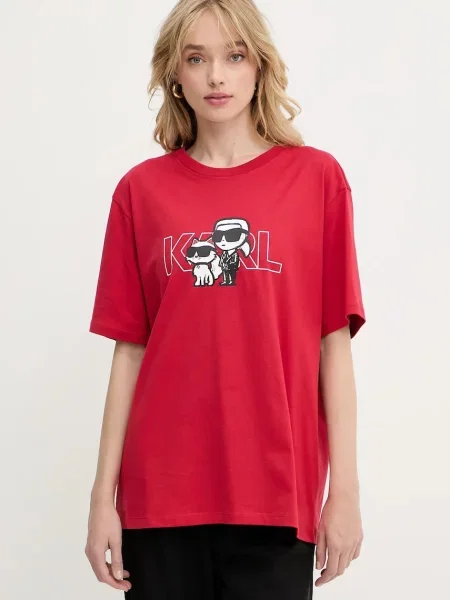 Тениска Karl Lagerfeld IKON дамска червено