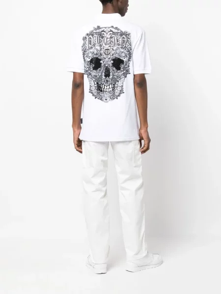 Raštuota polo marškinėliai Philipp Plein balta