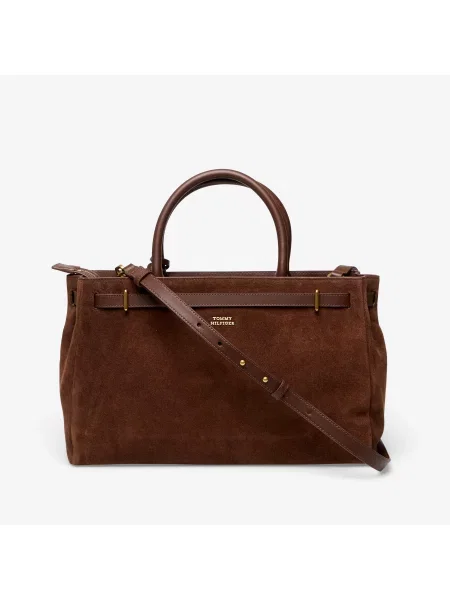 Tommy Hilfiger Τσάντα American Icon Tote Suede καφέ