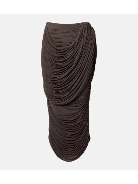 Fustă midi Magda Butrym din jerseu drapată până la genunchi maro